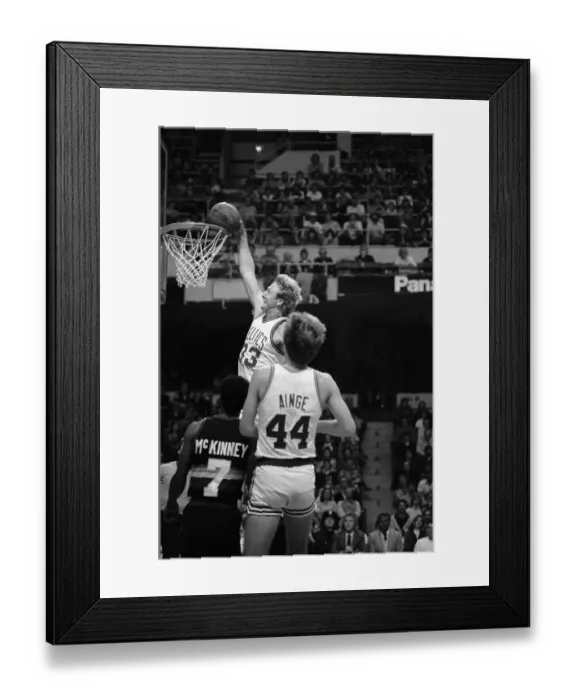 Framed Print : Larry Bird Scoring Against the Denver Nuggets Framed Print : Larry Bird Scoring Against the Denver Nuggets