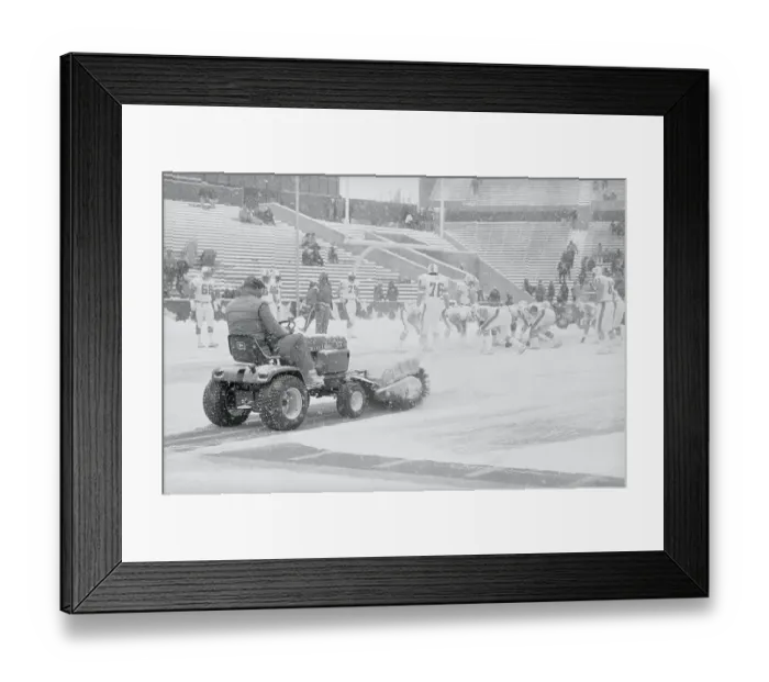 Framed Print : Man Operating Power Brush Snow Sweeper
