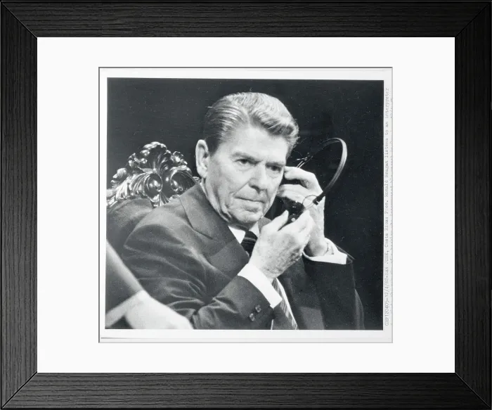 Framed Print : Ronald Reagan Listening to Interpreter Framed Print : Ronald Reagan Listening to Interpreter