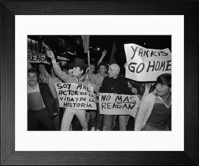 Framed Print : Demonstrators Wave Anti-Reagan Signs Framed Print : Demonstrators Wave Anti-Reagan Signs