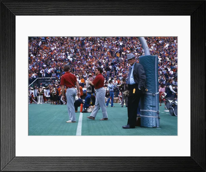 Framed Print : Paul Bryant Leaning Against Goal Post Framed Print : Paul Bryant Leaning Against Goal Post