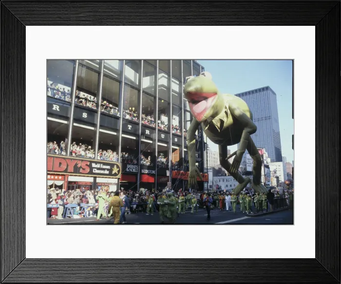Framed Print : Kermit Balloon Flying During Thanksgiving Day Parade Framed Print : Kermit Balloon Flying During Thanksgiving Day Parade