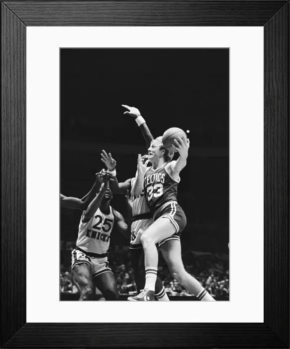 Framed Print : Larry Bird Dunking Basketball During Game Framed Print : Larry Bird Dunking Basketball During Game