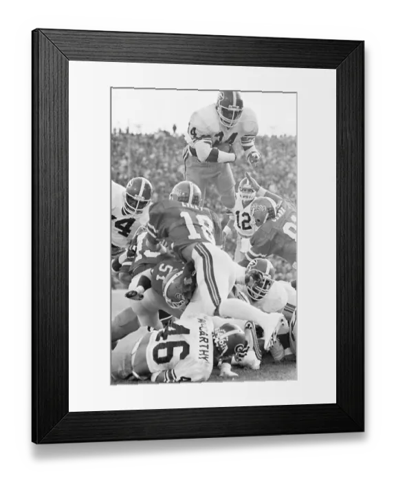 Framed Print : Herschel Walker Diving Over Players for Touchdown Framed Print : Herschel Walker Diving Over Players for Touchdown