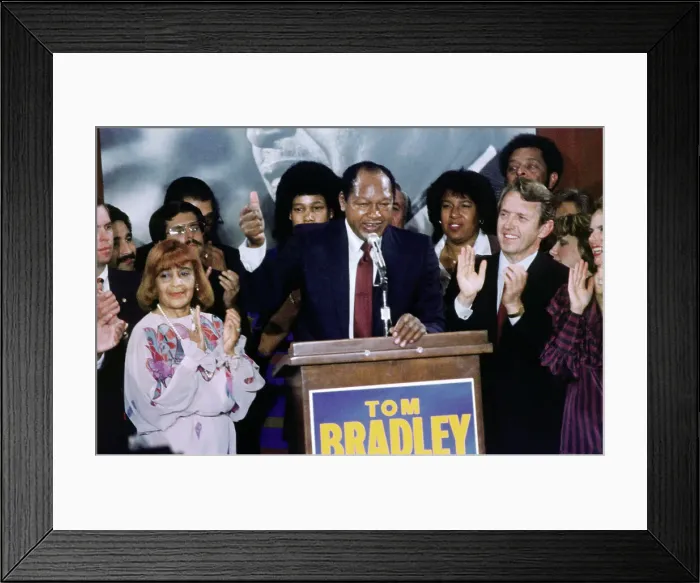 Framed Print : Political Candidate Tom Bradley with Wife and Supporters Framed Print : Political Candidate Tom Bradley with Wife and Supporters