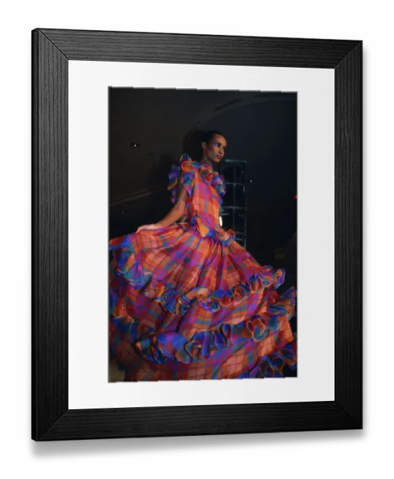 Framed Print : Iman Modeling Plaid Dress on Runway Framed Print : Iman Modeling Plaid Dress on Runway