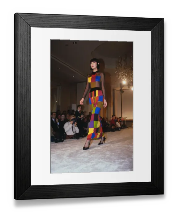 Framed Print : Model on Runway Wearing Colorful Design Framed Print : Model on Runway Wearing Colorful Design