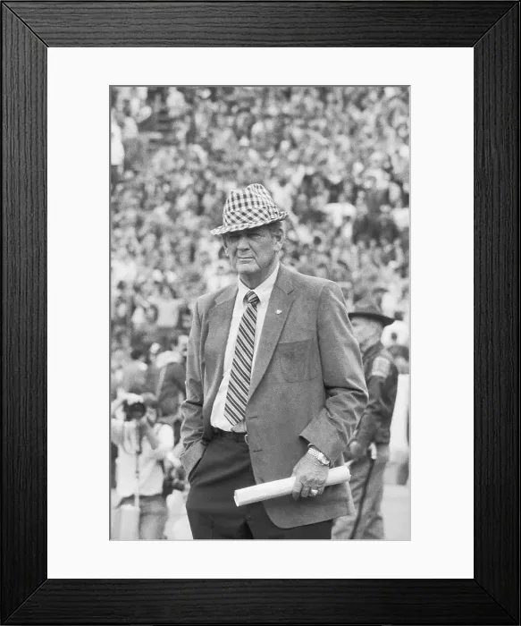 Framed Print : Paul Bryant Observing Football Game Framed Print : Paul Bryant Observing Football Game