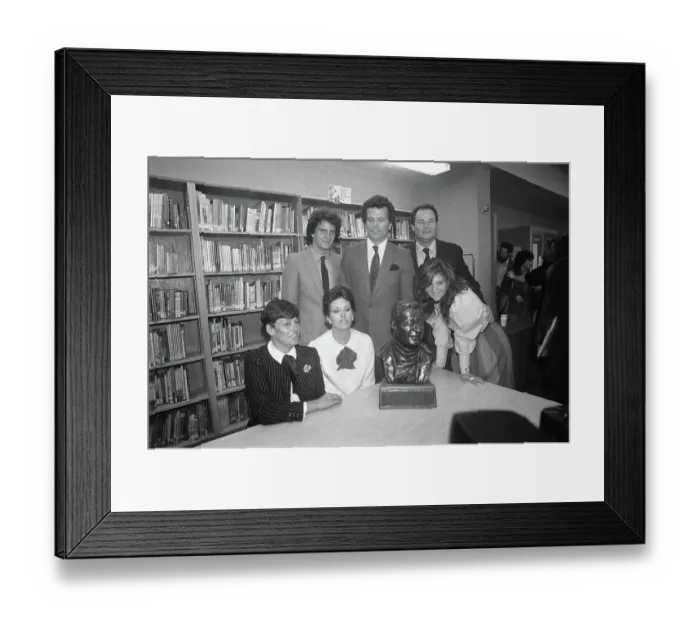 Framed Print : John Wayne's Children Around Bust of Him Framed Print : John Wayne's Children Around Bust of Him