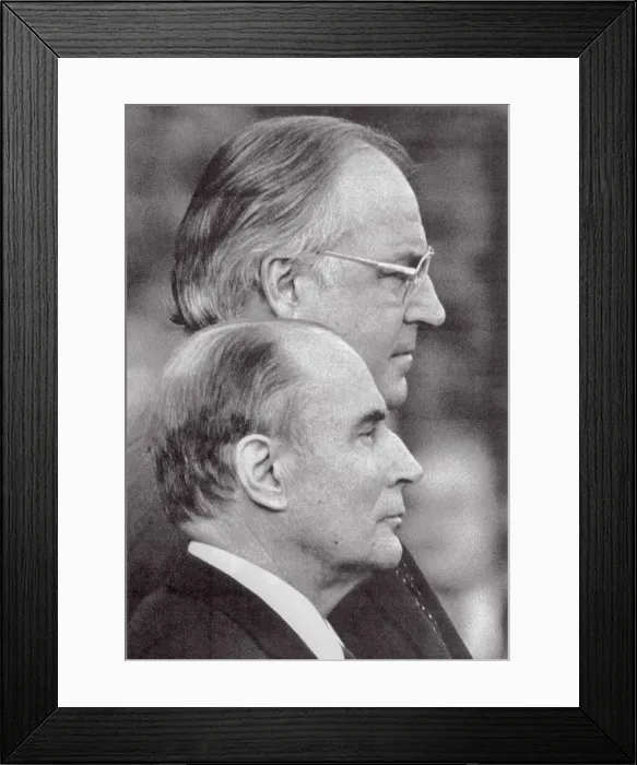 Framed Print : Profiles of Helmut Kohl and Francois Mitterrand Framed Print : Profiles of Helmut Kohl and Francois Mitterrand