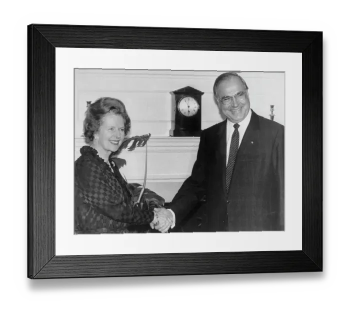 Framed Print : Margaret Thatcher Shaking Hands with Helmut Kohl Framed Print : Margaret Thatcher Shaking Hands with Helmut Kohl