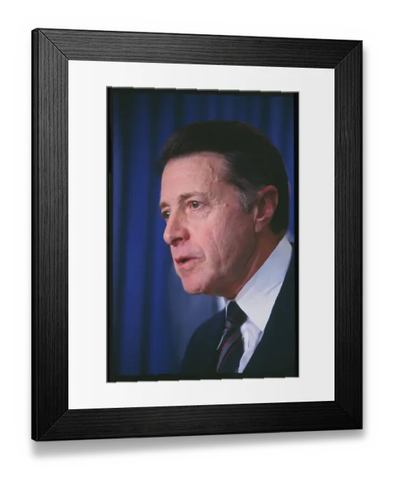 Framed Print : Caspar Weinberger Pausing During Press Conference Framed Print : Caspar Weinberger Pausing During Press Conference