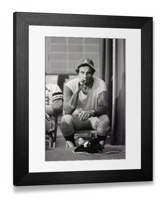 Framed Print : Seated Joe Torre, Manager, Puffs Cigar Framed Print : Seated Joe Torre, Manager, Puffs Cigar