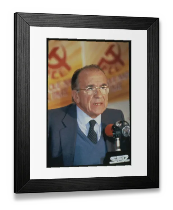 Framed Print : Santiago Carrillo at Microphone During Campaign Framed Print : Santiago Carrillo at Microphone During Campaign