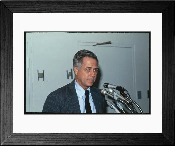 Framed Print : James L. Buckley Speaking to Press Framed Print : James L. Buckley Speaking to Press