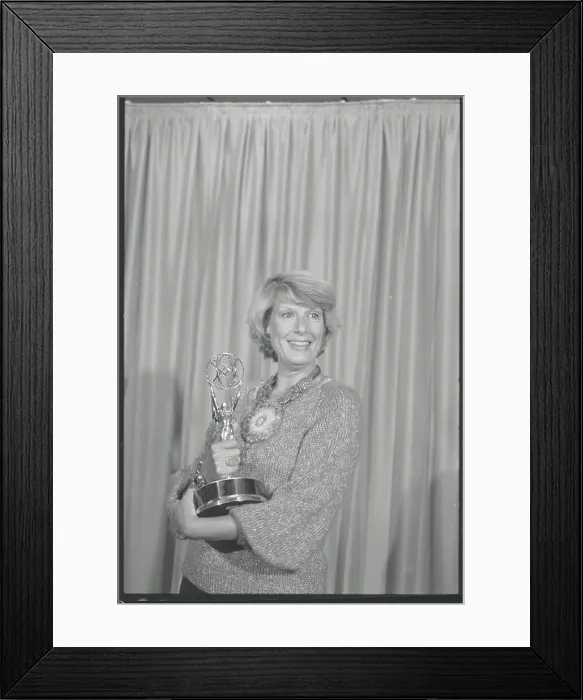 Framed Print : Nancy Marchand Holding Emmy Award Framed Print : Nancy Marchand Holding Emmy Award