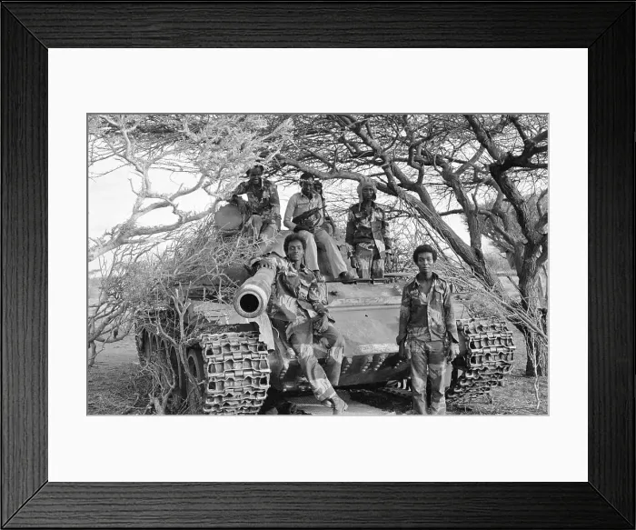 Framed Print : Soldiers Pose In &Around Tank Framed Print : Soldiers Pose In &Around Tank