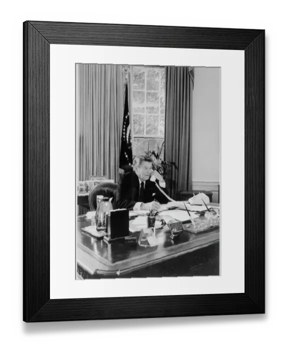 Framed Print : President Reagan Talking on the Phone Framed Print : President Reagan Talking on the Phone