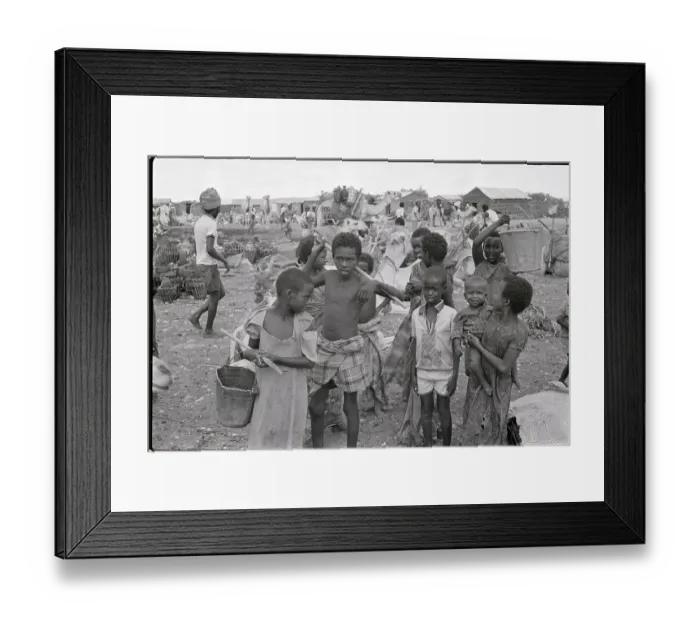 Framed Print : Children Smile, Camels Drink From Well Framed Print : Children Smile, Camels Drink From Well