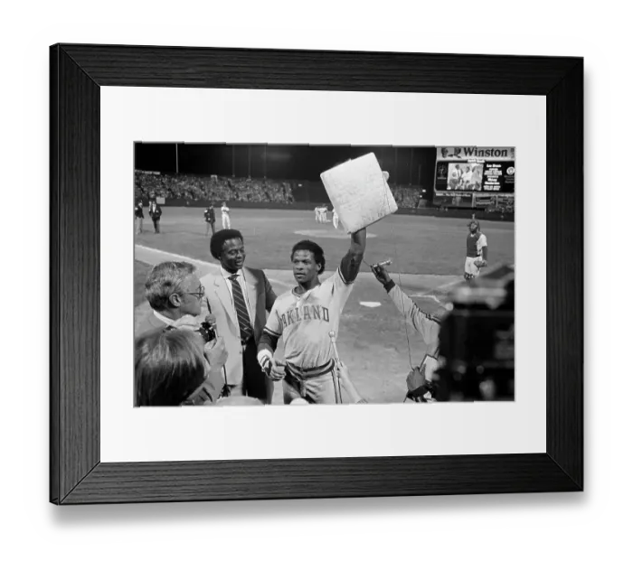 Framed Print : Rickey Henderson Holding Up Second Base Framed Print : Rickey Henderson Holding Up Second Base