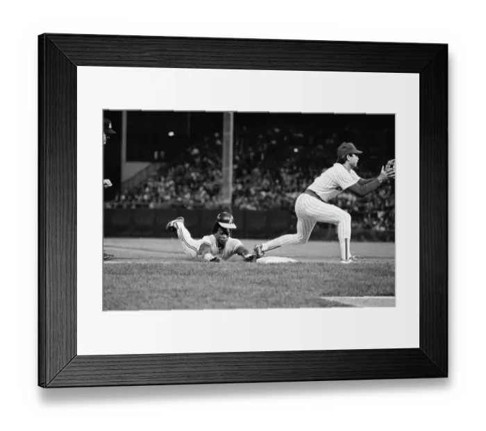 Framed Print : R Henderson Head First Slides Loses Hat Framed Print : R Henderson Head First Slides Loses Hat