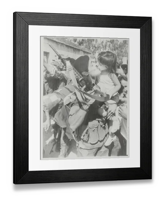 Framed Print : Father Kissing His Daughter Goodbye Framed Print : Father Kissing His Daughter Goodbye