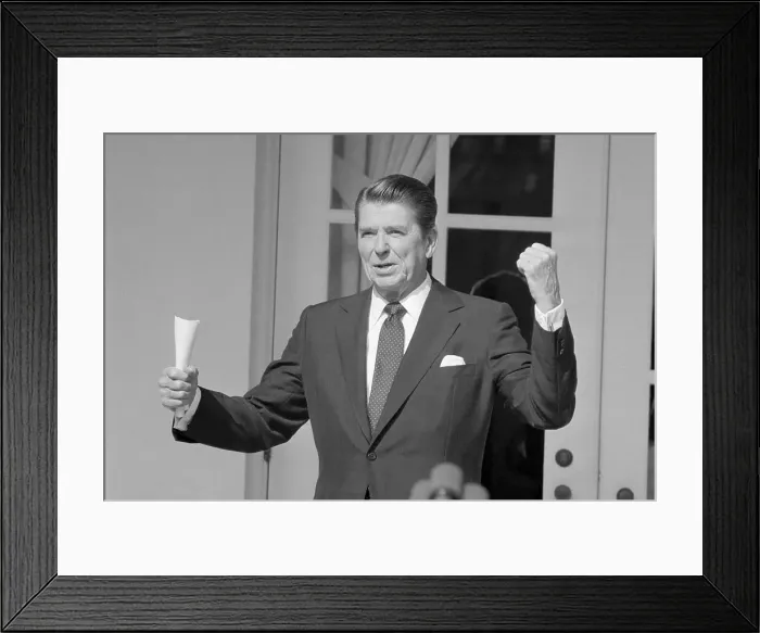 Framed Print : Ronald Reagan Making a Gesture