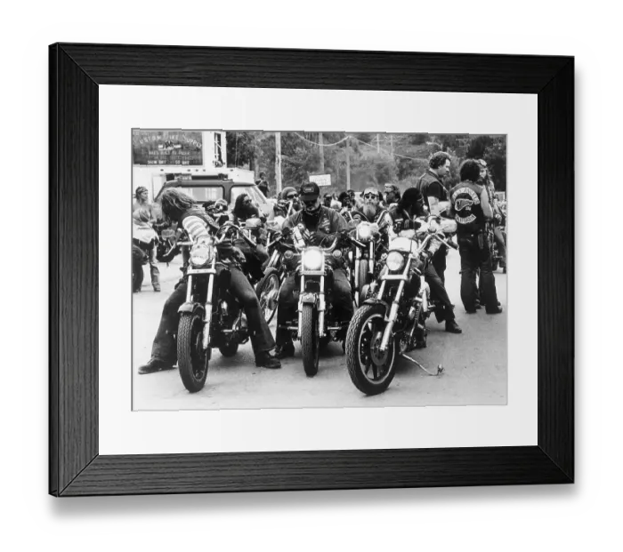 Framed Print : Group of Hell's Angels Riding Motorcycles in Colorado
