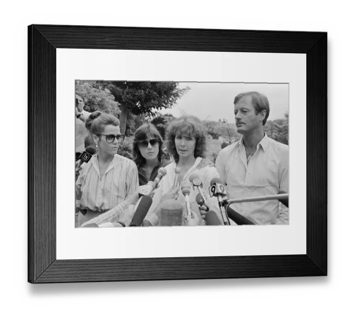Framed Print : Fonda Children Talking to Reporters Framed Print : Fonda Children Talking to Reporters