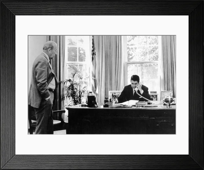 Framed Print : President Reagan Talking on the Telephone Framed Print : President Reagan Talking on the Telephone