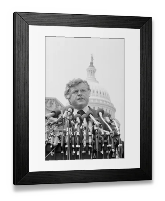 Framed Print : Ted Kennedy at Microphones Framed Print : Ted Kennedy at Microphones