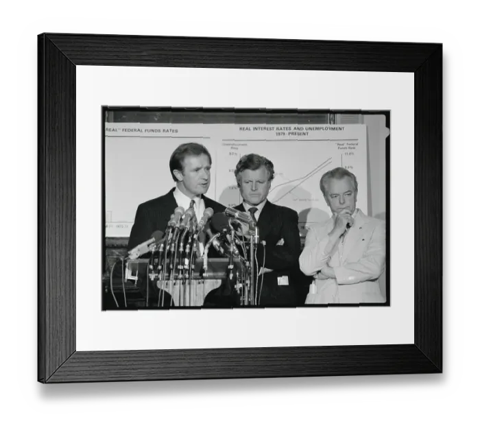 Framed Print : Ted Kennedy and Fellow Senators at Microphones Framed Print : Ted Kennedy and Fellow Senators at Microphones