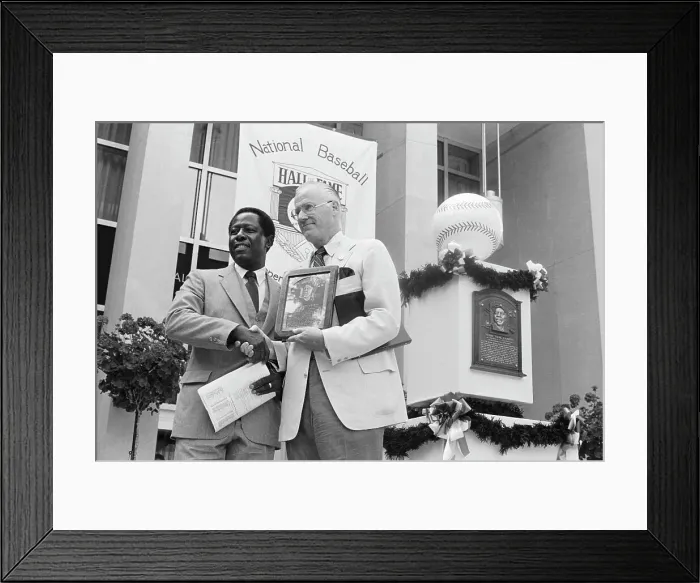 Framed Print : Hank Aaron Receiving Hall of Fame Plaque Framed Print : Hank Aaron Receiving Hall of Fame Plaque