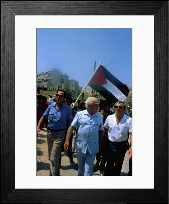 Framed Print : PLO Leaving Beirut with Flag Carrying Crowd in the Rear Framed Print : PLO Leaving Beirut with Flag Carrying Crowd in the Rear