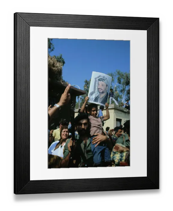 Framed Print : Palestinians Showing Support for PLO Soldiers Framed Print : Palestinians Showing Support for PLO Soldiers
