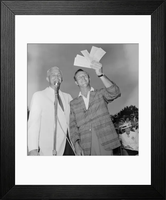 Framed Print : Arnold Palmer Holding Payoff Checks Framed Print : Arnold Palmer Holding Payoff Checks