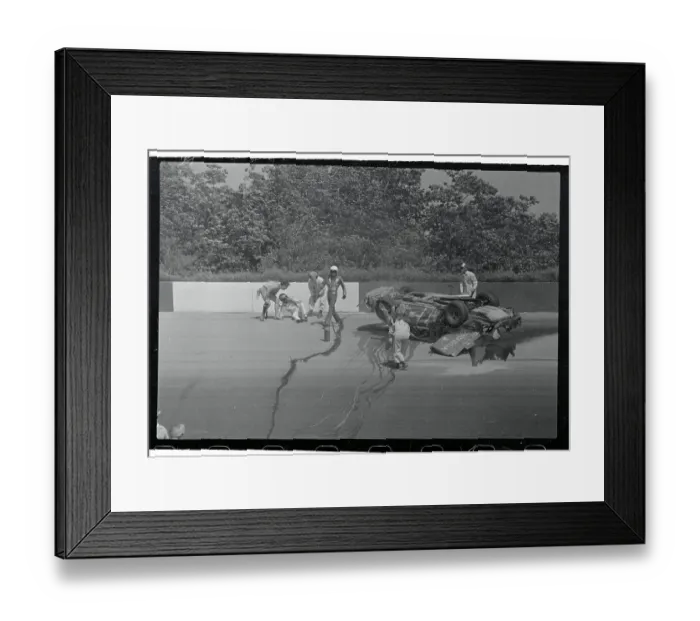 Framed Print : View of Car Crash During the Pocono 500 Framed Print : View of Car Crash During the Pocono 500