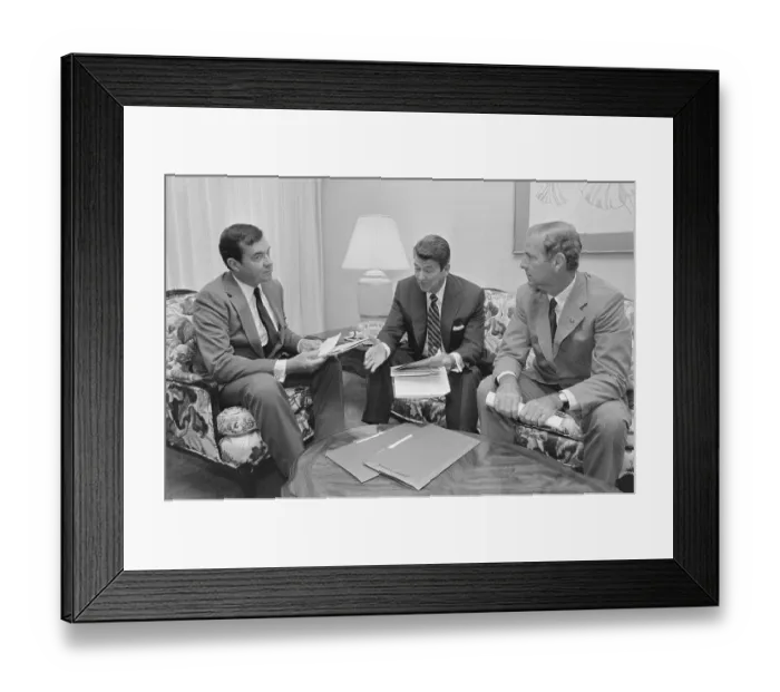 Framed Print : Ronald Reagan with William Clark and Jim Baker Framed Print : Ronald Reagan with William Clark and Jim Baker