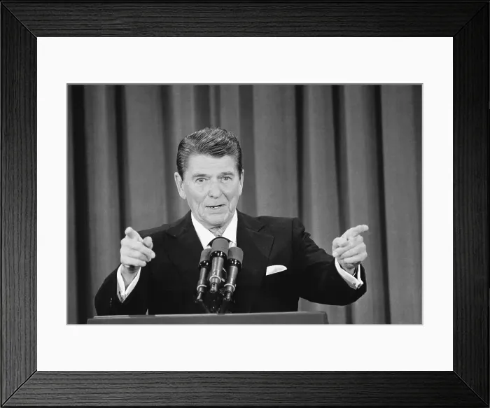 Framed Print : Ronald Reagan Speaking at News Conference