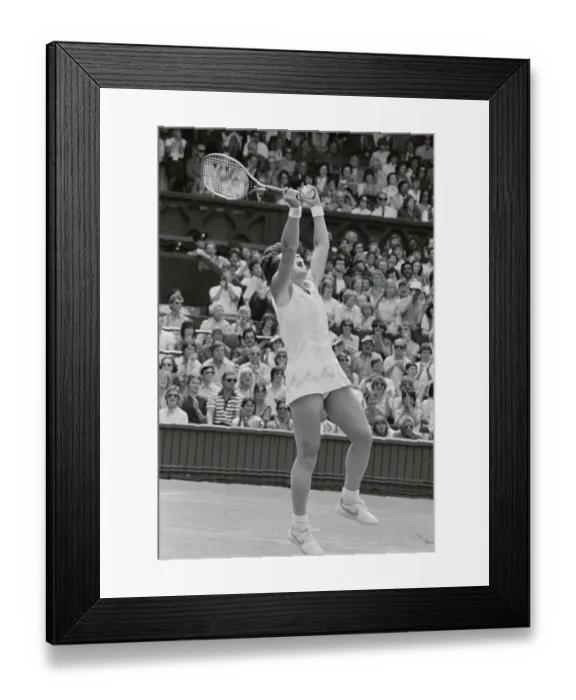 Framed Print : Billie Jean King Raising Her Arms in Victory After Tennis Match Framed Print : Billie Jean King Raising Her Arms in Victory After Tennis Match