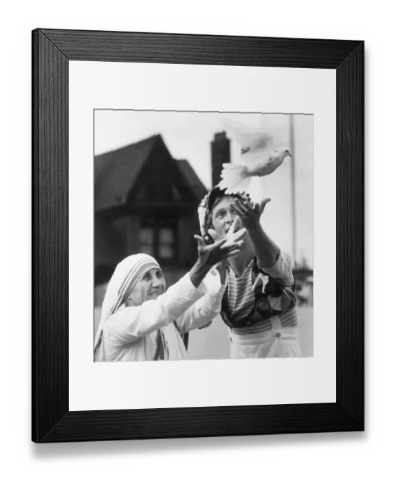 Framed Print : Mother Teresa Releasing Peace Dove Framed Print : Mother Teresa Releasing Peace Dove