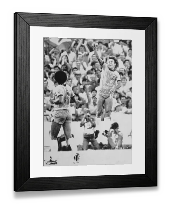 Framed Print : Zico Jumping up After Scoring Goal Framed Print : Zico Jumping up After Scoring Goal