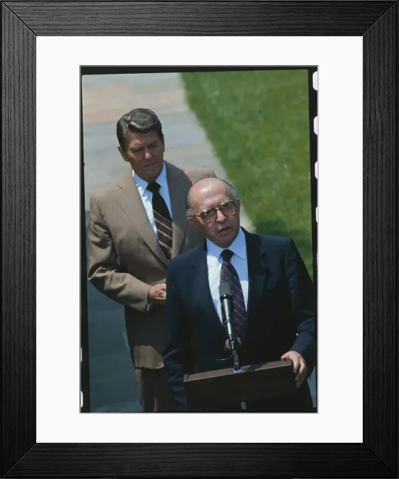 Framed Print : Ronald Reagan and Menachem Began Framed Print : Ronald Reagan and Menachem Began