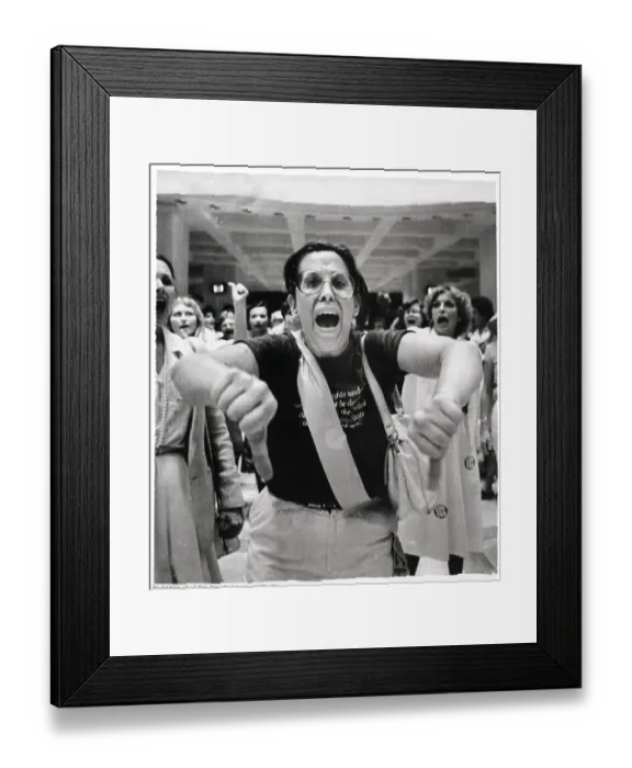 Framed Print : ERA Supporter Shouts, Giving Thumbs Down