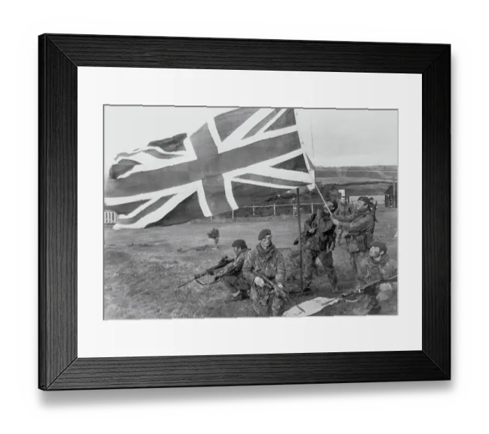 Framed Print : Soldier Hoisting Union Flag Framed Print : Soldier Hoisting Union Flag