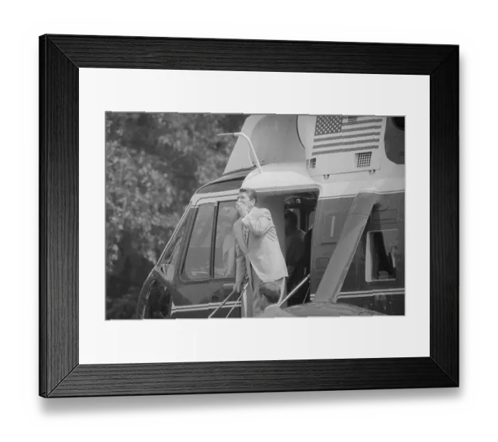 Framed Print : Ronald Reagan on Helicopter Ramp Framed Print : Ronald Reagan on Helicopter Ramp
