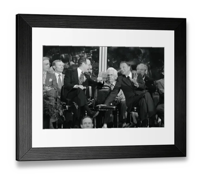 Framed Print : Vice President George Bush Talking to Billy Graham Framed Print : Vice President George Bush Talking to Billy Graham