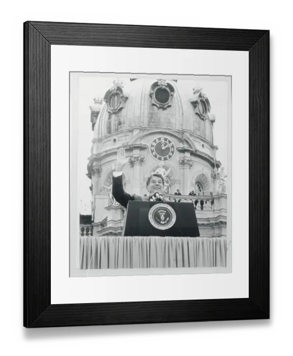 Framed Print : Ronald Reagan Speaking in Berlin Framed Print : Ronald Reagan Speaking in Berlin
