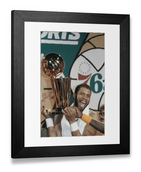 Framed Print : Basketball Great Kareem Abdul Jabaar with His Trophy Framed Print : Basketball Great Kareem Abdul Jabaar with His Trophy