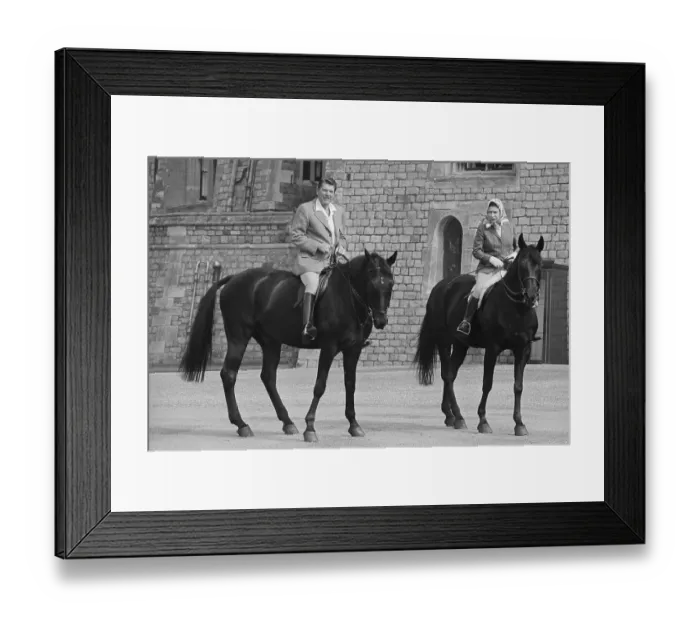 Framed Print : President Reagan Horseback Riding with Queen Elizabeth Framed Print : President Reagan Horseback Riding with Queen Elizabeth